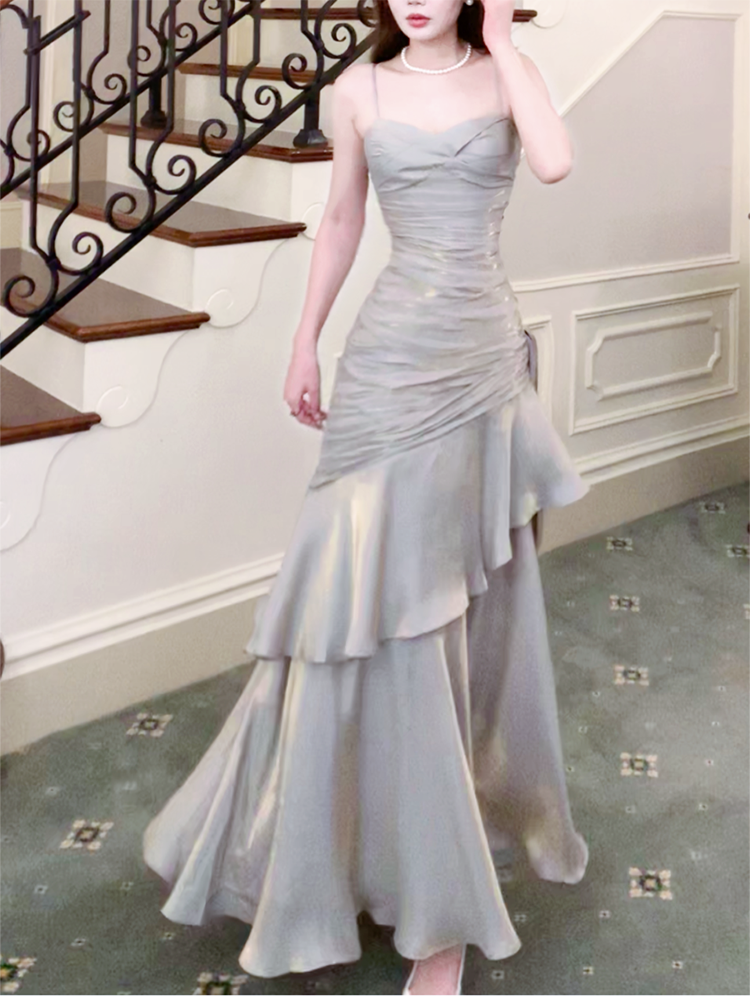 Silver Formal Prom Dress Layered Evening Dress Party Dress  P257