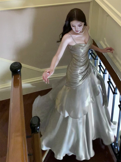 Silver Formal Prom Dress Layered Evening Dress Party Dress  P257