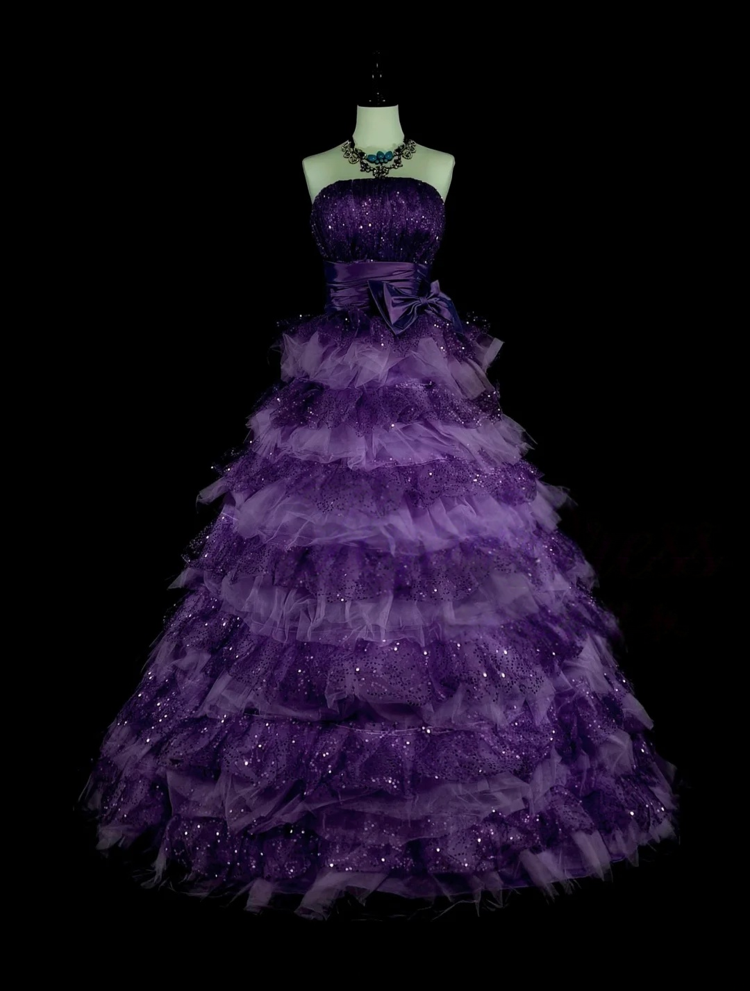 Sweet 16 Strapless Purple Ball Gown Layered Quinceanera Dresses  P259