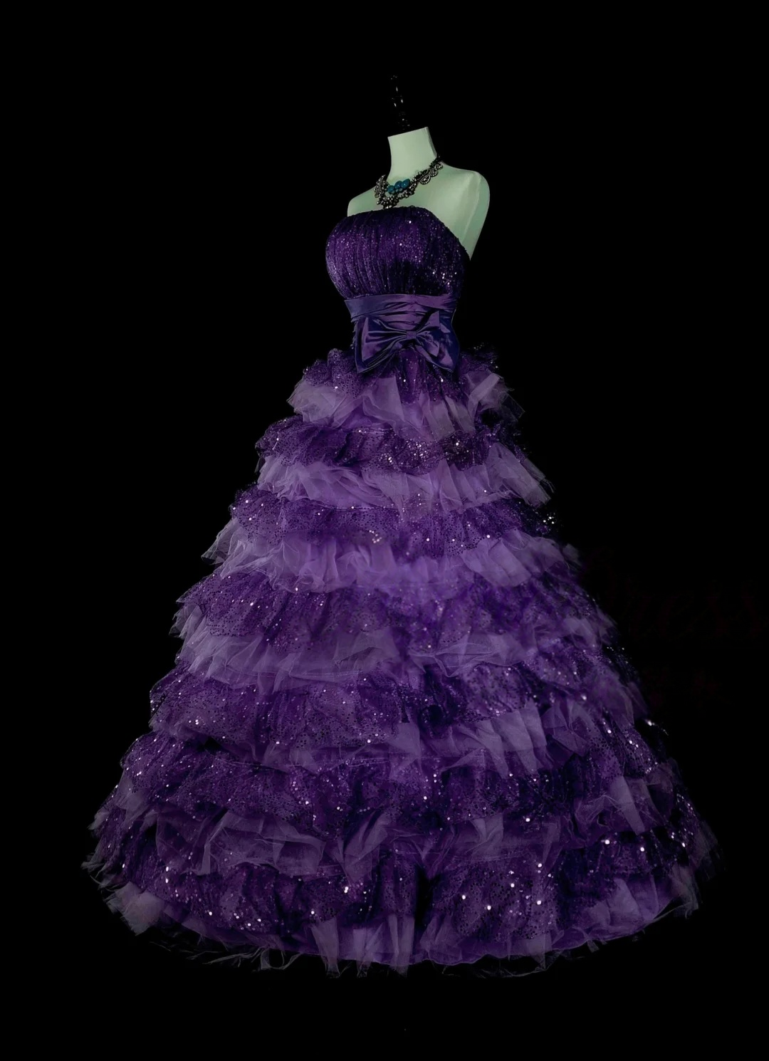 Sweet 16 Strapless Purple Ball Gown Layered Quinceanera Dresses  P259