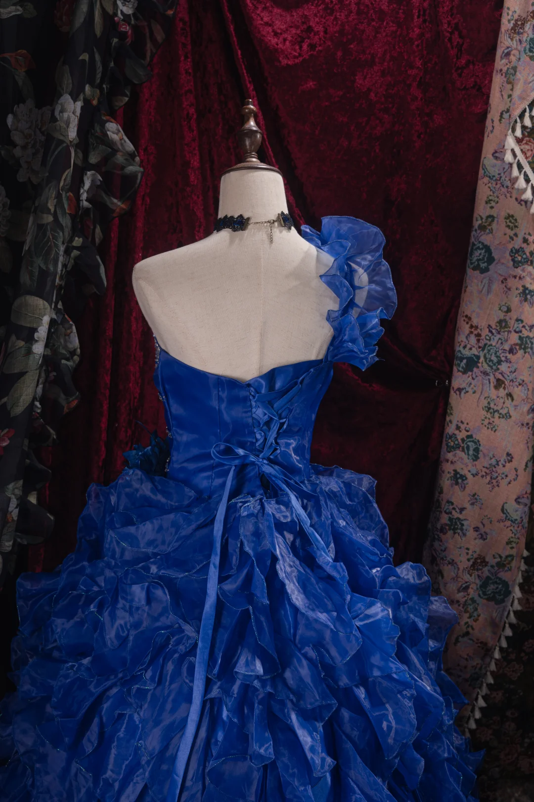 Ball Gown Blue Organza Prom Dress Sweet 16 Birthday Dress  P264