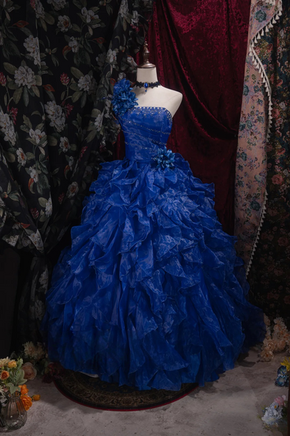 Ball Gown Blue Organza Prom Dress Sweet 16 Birthday Dress  P264