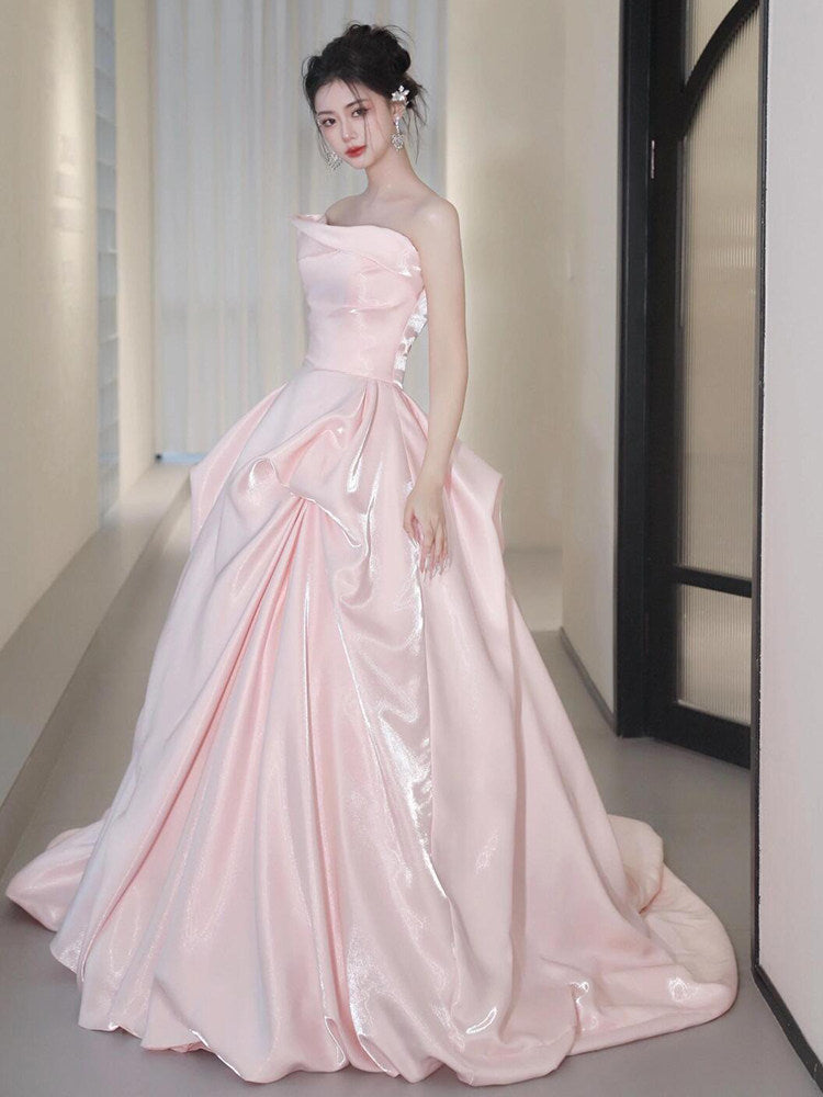 Strapless Pink A Line Prom Dress Sweet Birthday Dress  P282