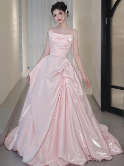 Strapless Pink A Line Prom Dress Sweet Birthday Dress  P282