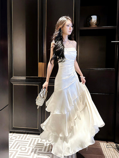 Spaghetti Strap Ivory Layered Prom Dress Formal Party Dress  P29