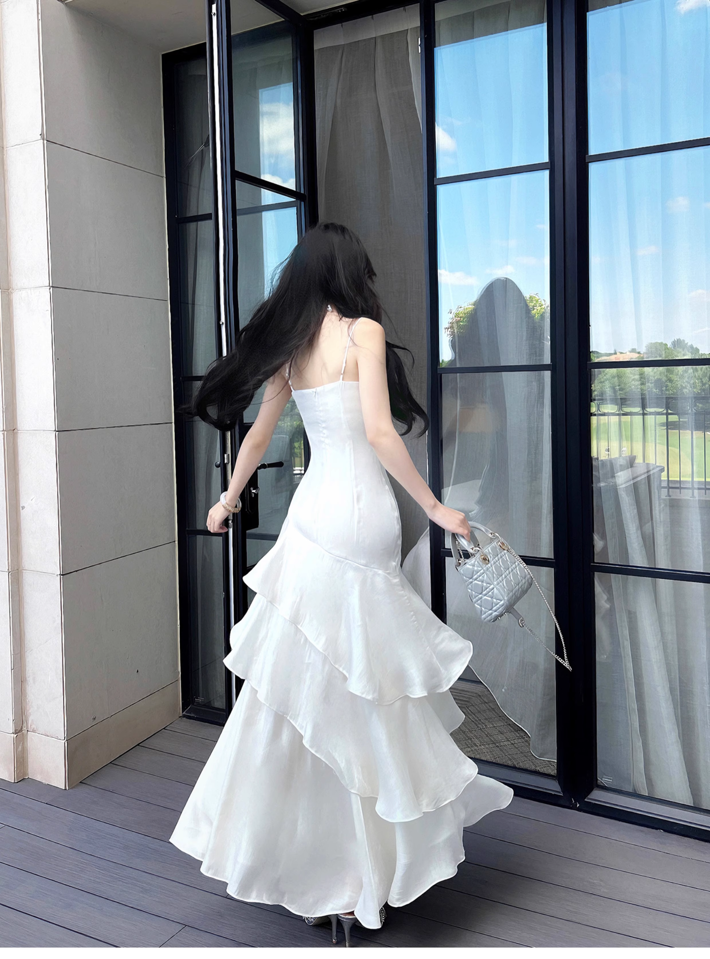 Spaghetti Strap Ivory Layered Prom Dress Formal Party Dress  P29