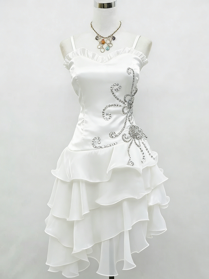 A Line Black Ruffled Homecoming Dress Beaded Short Dress  P304