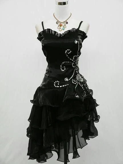 A Line Black Ruffled Homecoming Dress Beaded Short Dress  P304