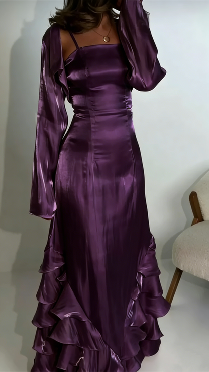 Elegant Sheath Ruffled Long Prom Dress Formal Evening Dress  P305