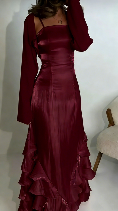 Elegant Sheath Ruffled Long Prom Dress Formal Evening Dress  P305