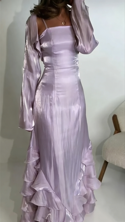 Elegant Sheath Ruffled Long Prom Dress Formal Evening Dress  P305