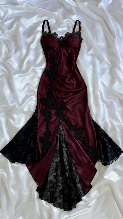 Sexy Mermaid Spaghetti Straps Satin Prom Dress Navy Blue Evening Dress  P306