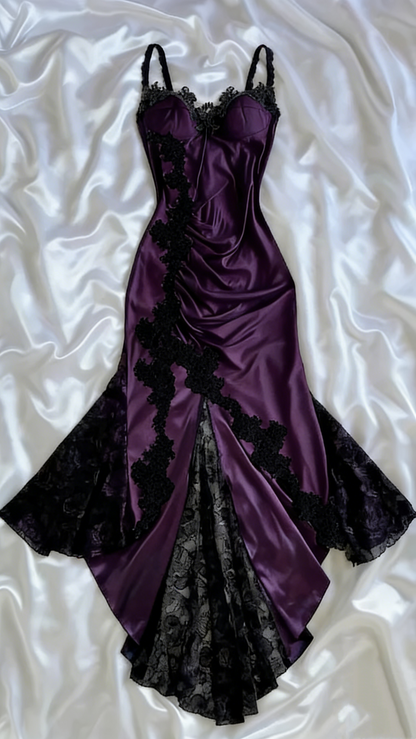 Sexy Mermaid Spaghetti Straps Satin Prom Dress Navy Blue Evening Dress  P306