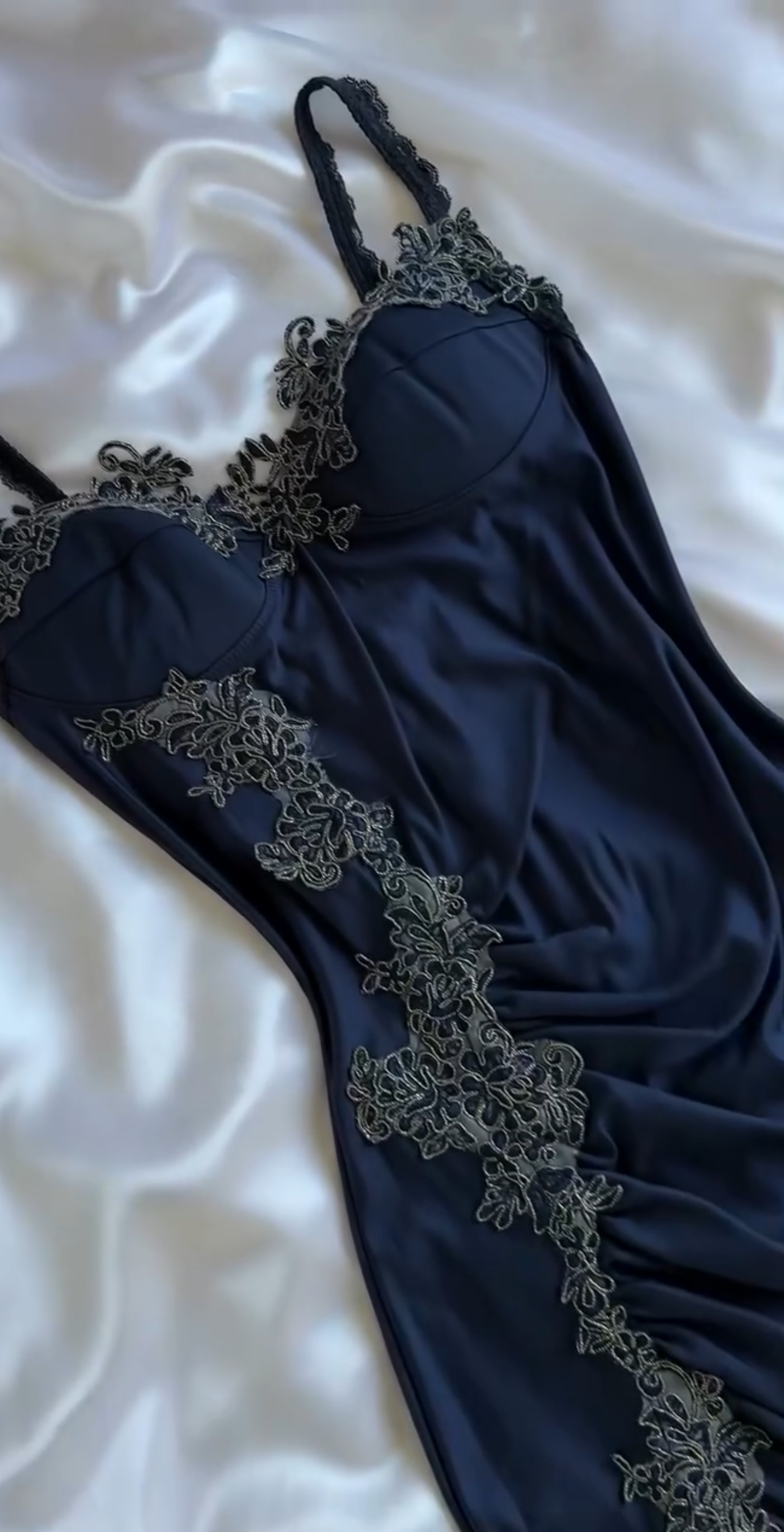 Sexy Mermaid Spaghetti Straps Satin Prom Dress Navy Blue Evening Dress  P306