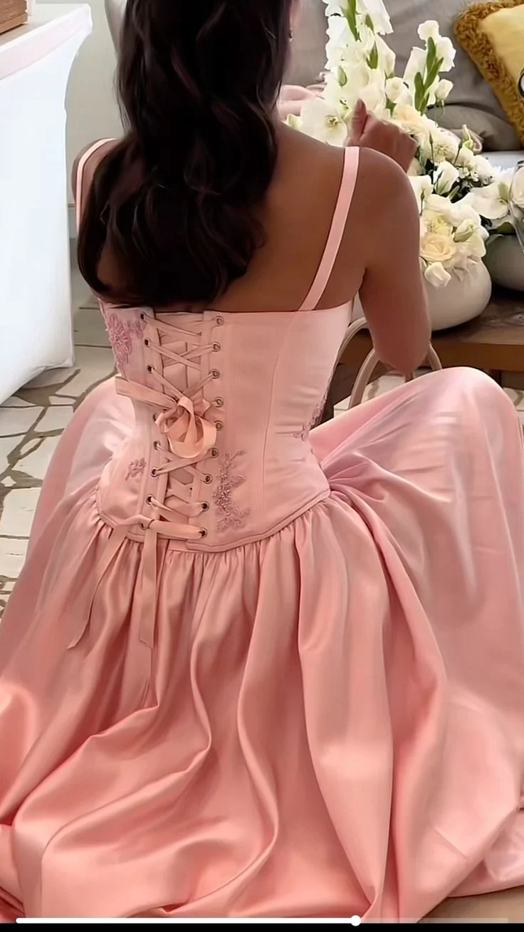 Elegant A Line Pink Satin Long Prom Dresses Wedding Guest Dress Bridesmaid Dress  P307