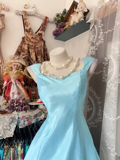 Sky Blue A Line Prom Dress Simple Formal Wedding Guest Dress  P317