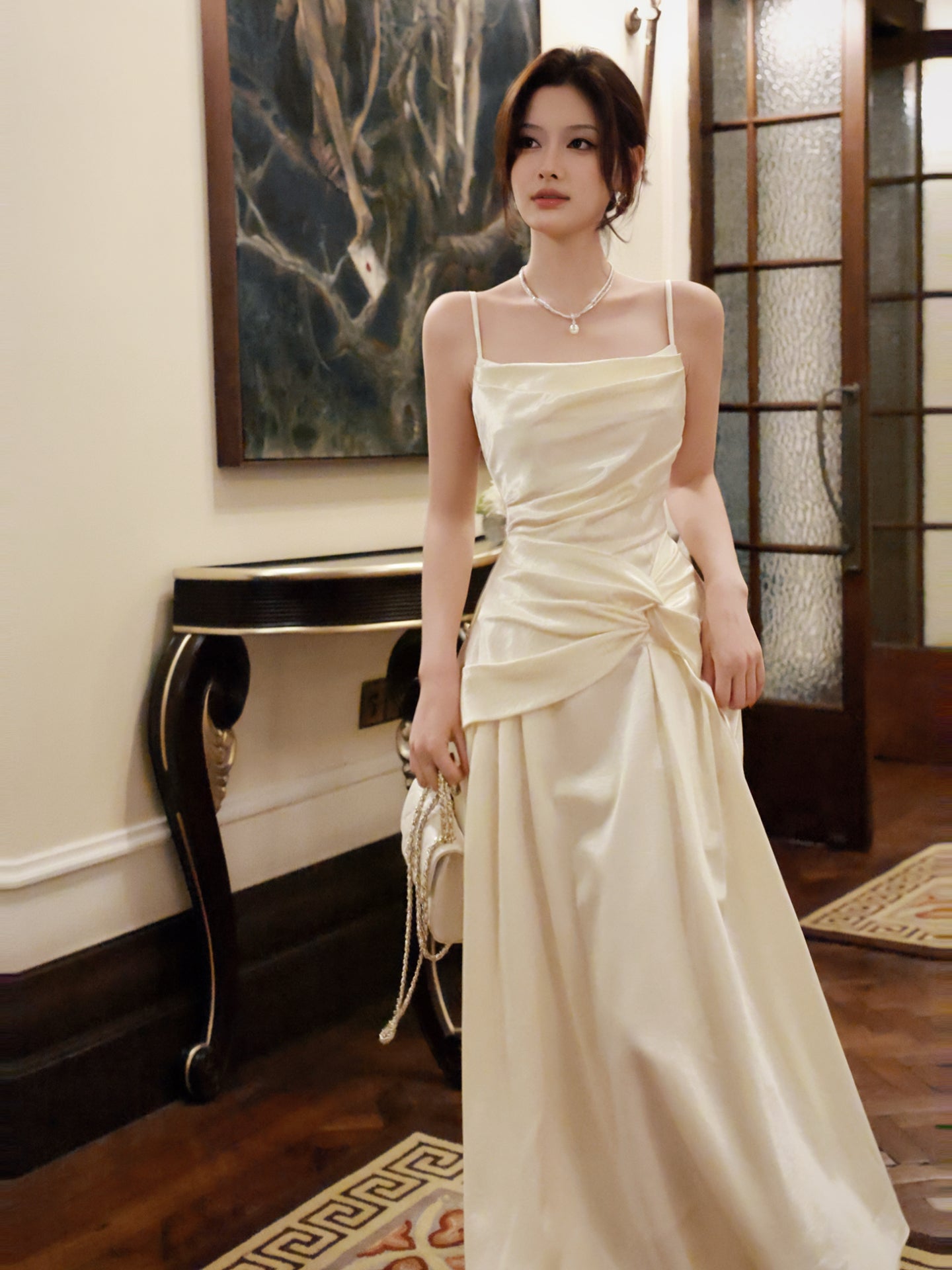 Spaghetti Strap Satin A Line Prom Dress Formal Party Dress Evening Dress  P32