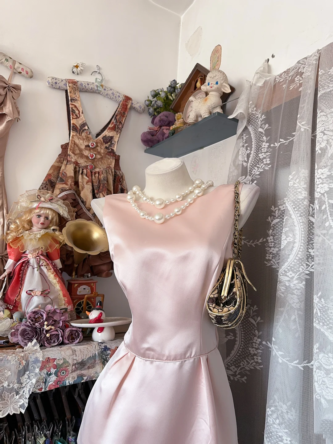 V Back Pink Sheath Stain Prom Dress Sweet Formal Party Dress  P323