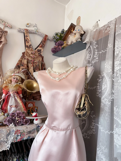 V Back Pink Sheath Stain Prom Dress Sweet Formal Party Dress  P323