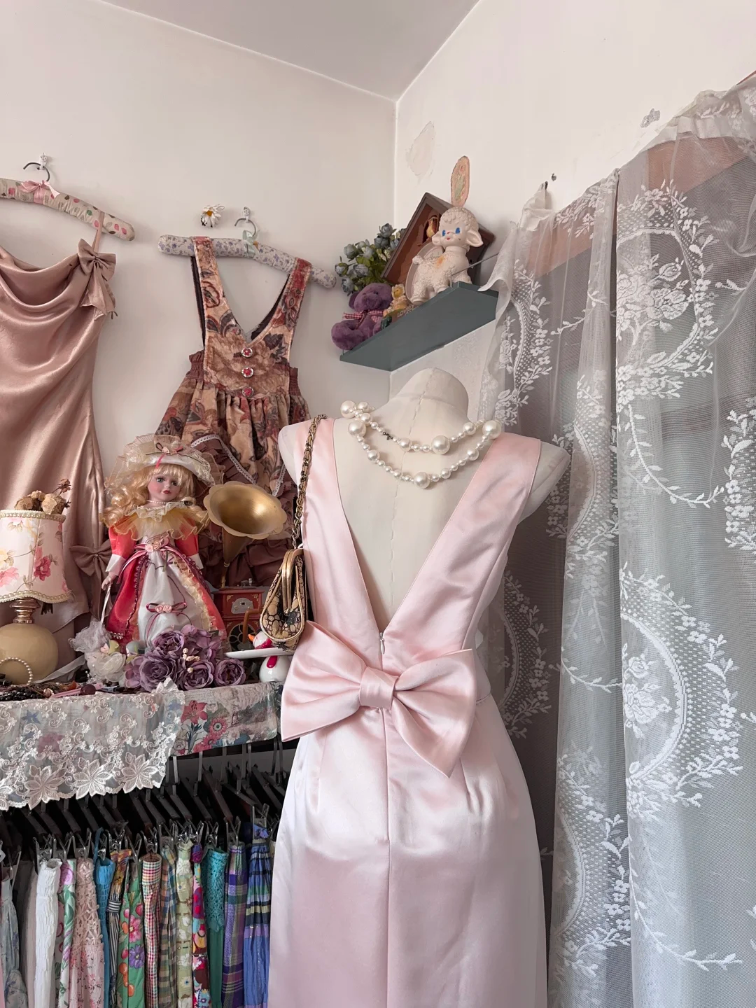 V Back Pink Sheath Stain Prom Dress Sweet Formal Party Dress  P323