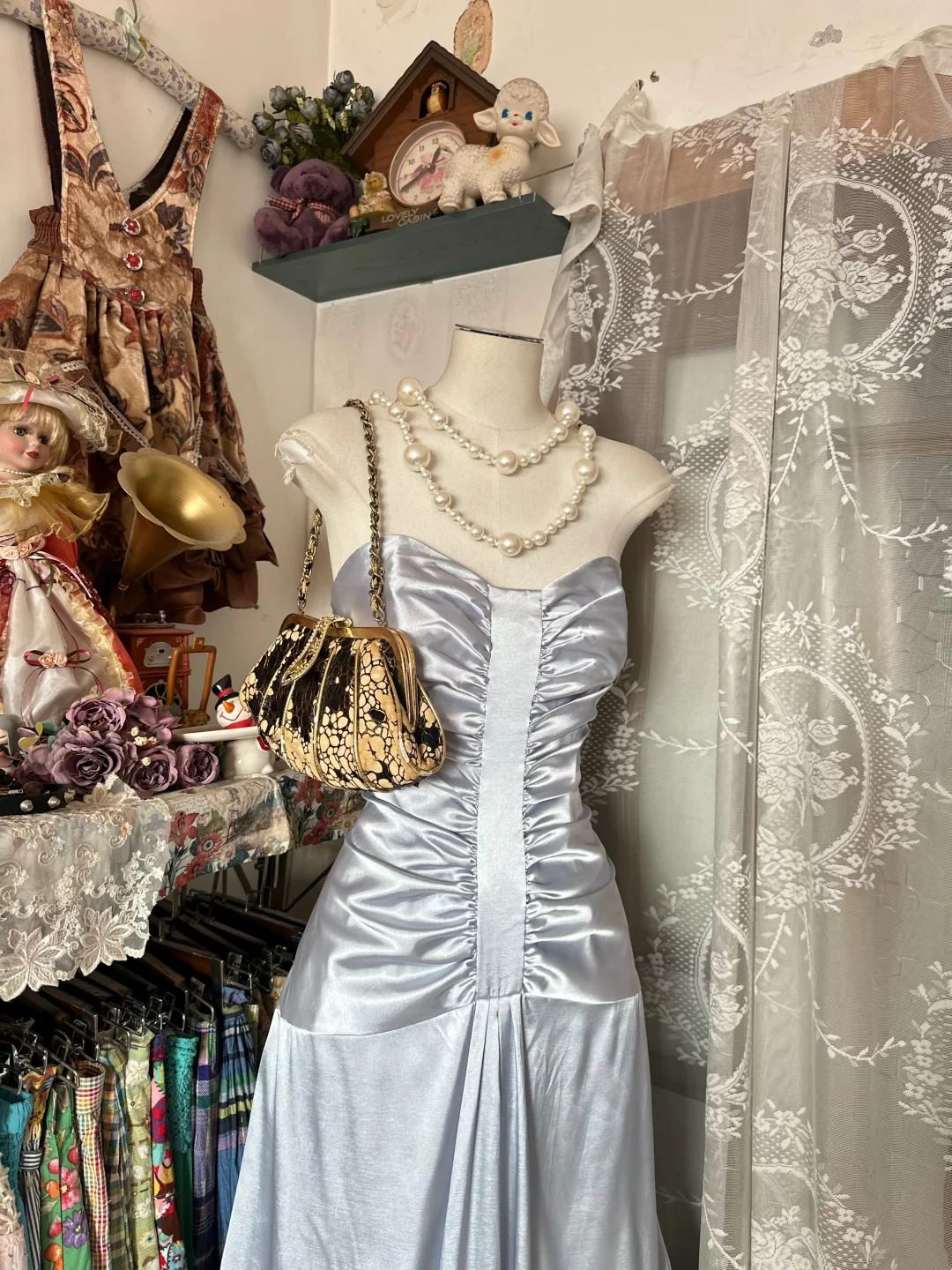 Strapless Silver Satin Prom Dress Simple Formal Party Dress  P324