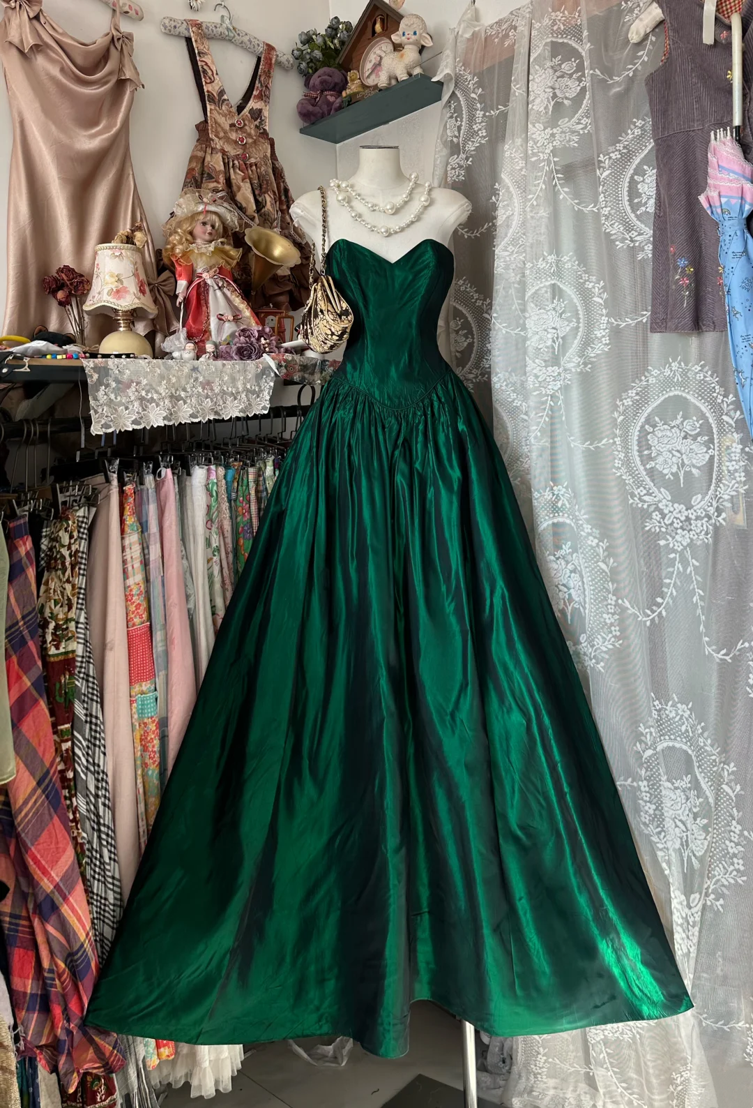 Sweetheart Green Taffeta Prom Dress A Line Evening Dress  P325