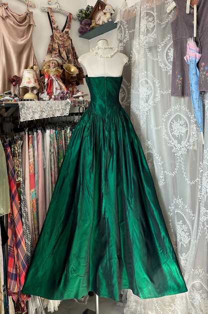 Sweetheart Green Taffeta Prom Dress A Line Evening Dress  P325
