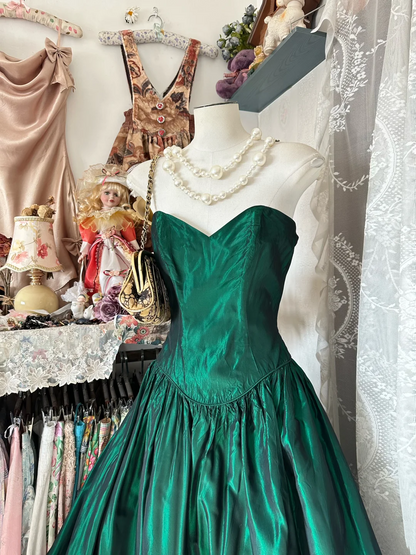 Sweetheart Green Taffeta Prom Dress A Line Evening Dress  P325