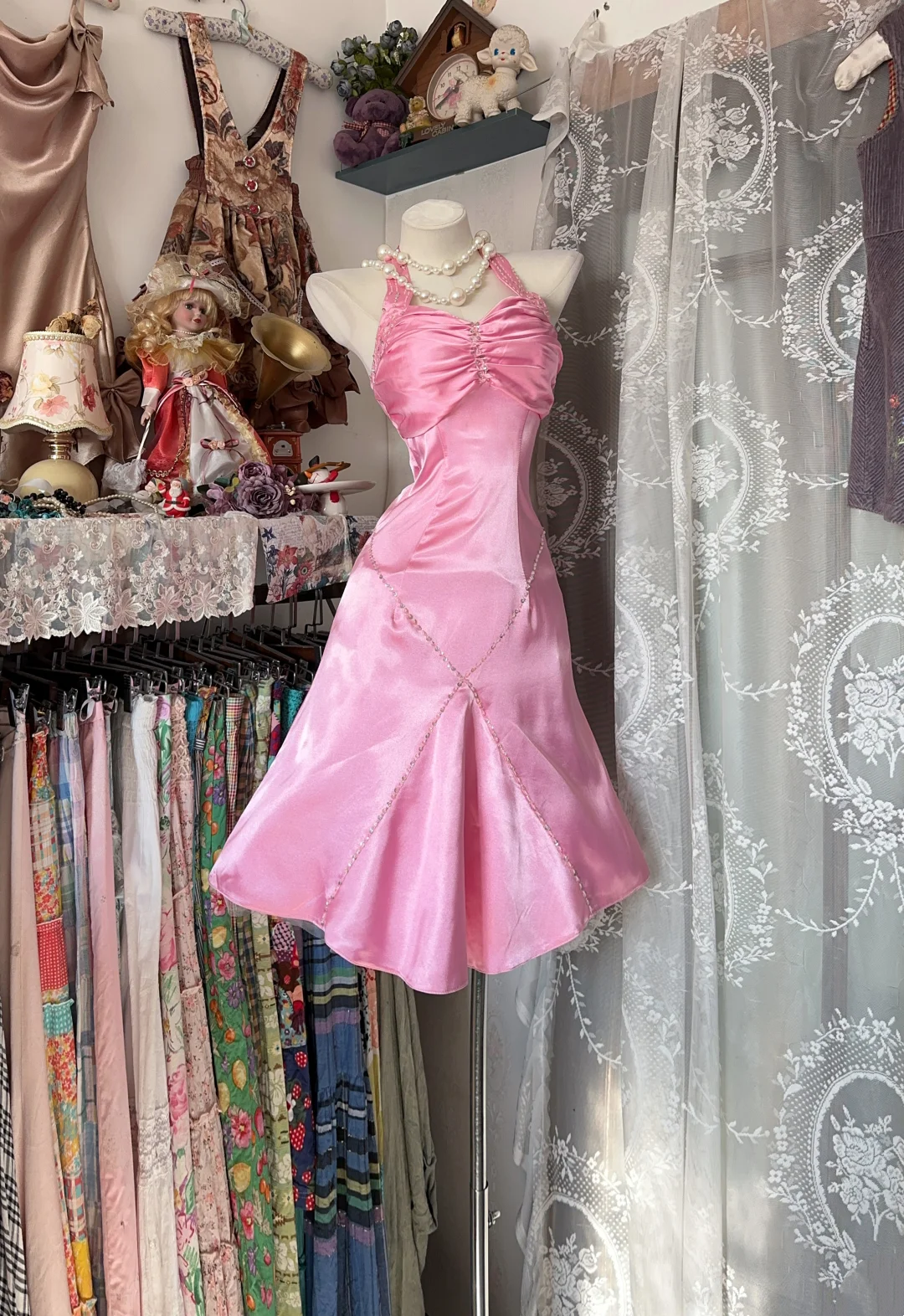 Halter Pink A Line Short Dress Satin Homecoming Dress  P327