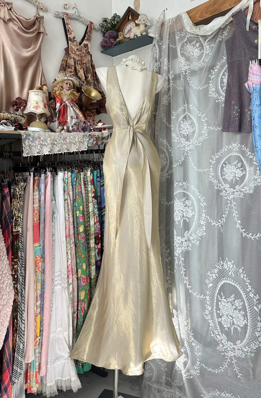 V Back Mermaid Prom Dress Champagne Elegant Evening Dress  P328