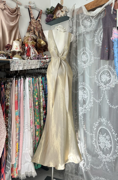 V Back Mermaid Prom Dress Champagne Elegant Evening Dress  P328