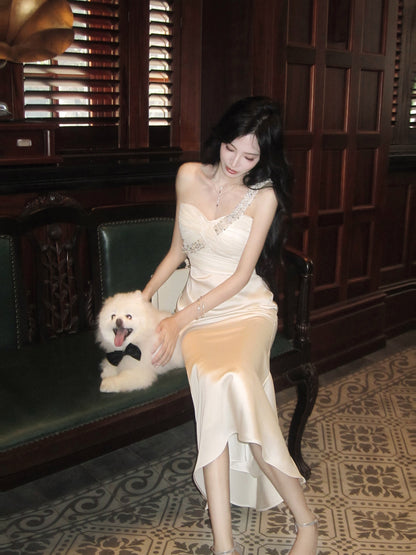 Beaded One Shoulder Sheath Prom Dress Birthday Dress P33