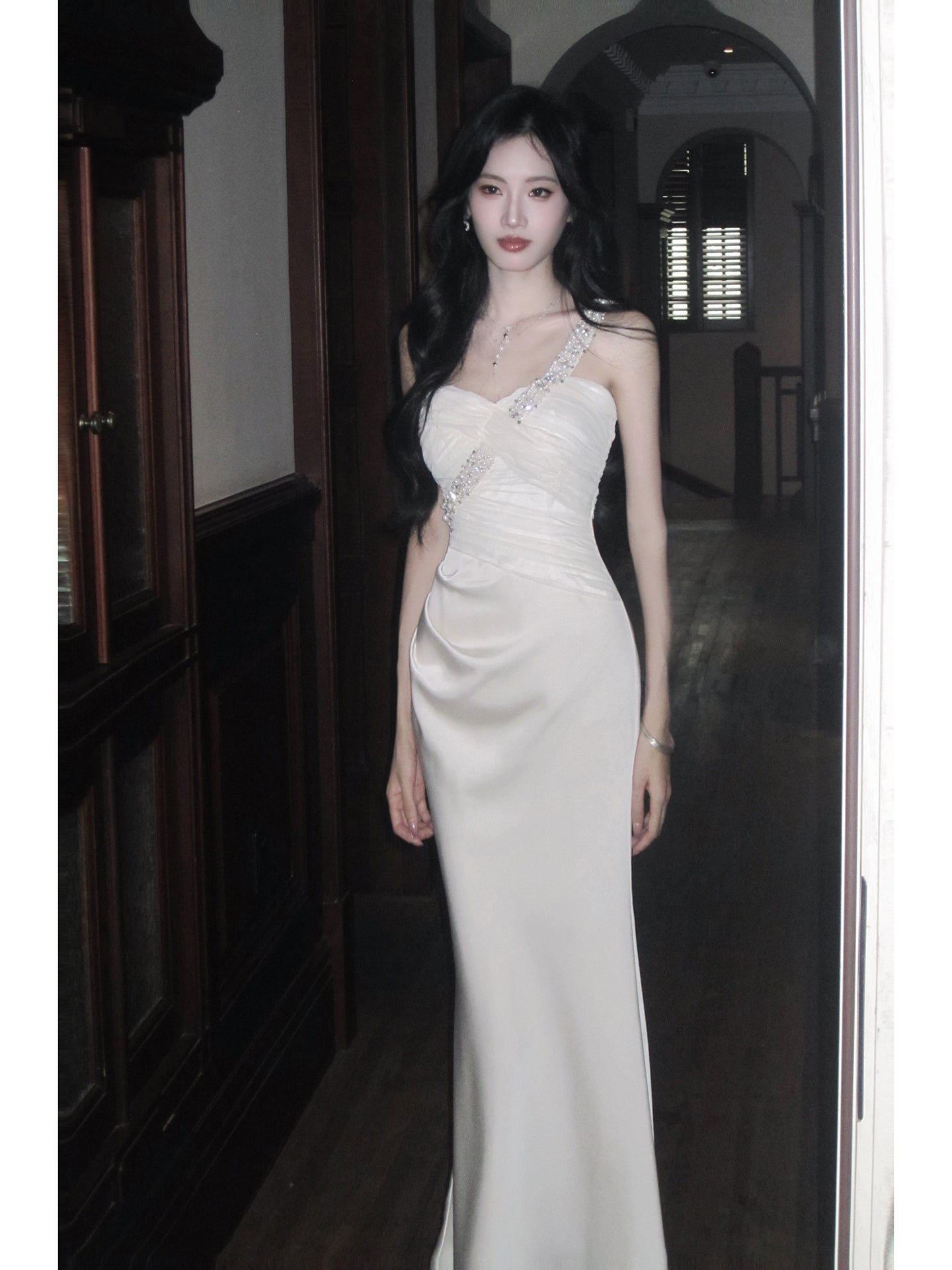 Beaded One Shoulder Sheath Prom Dress Birthday Dress P33