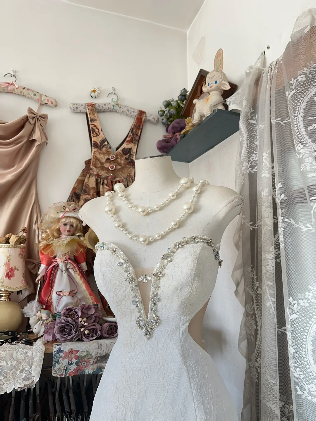 Sweetheart Mermaid Lace Wedding Dress Beaded Layered Evening Dress  P333