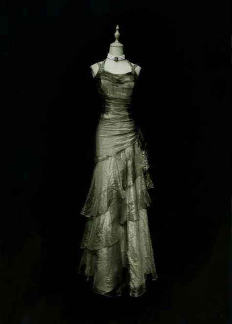 Green Organza Long Prom Dresses Ruffled Long Evening Gowns  P348