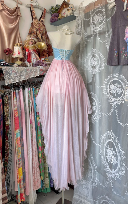 Sweetheart A Line Pink Prom Dress High Low Party Dress  P349