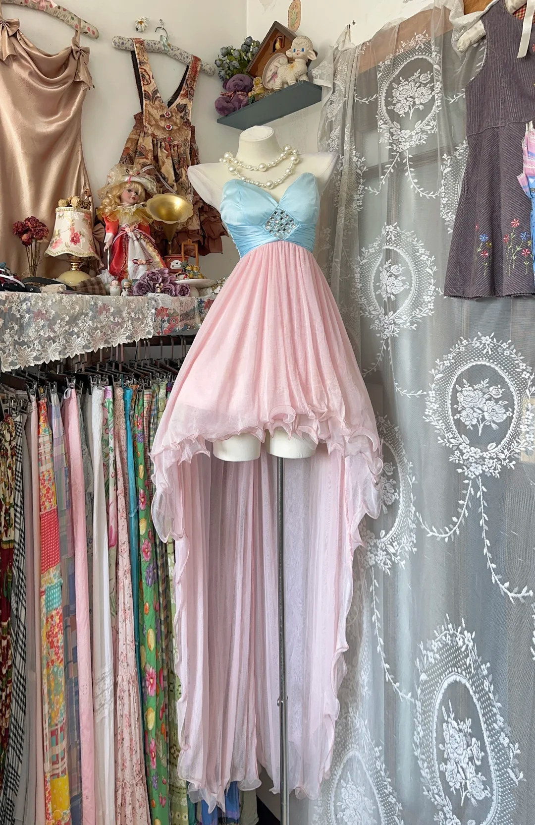 Sweetheart A Line Pink Prom Dress High Low Party Dress  P349