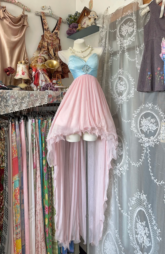 Sweetheart A Line Pink Prom Dress High Low Party Dress  P349