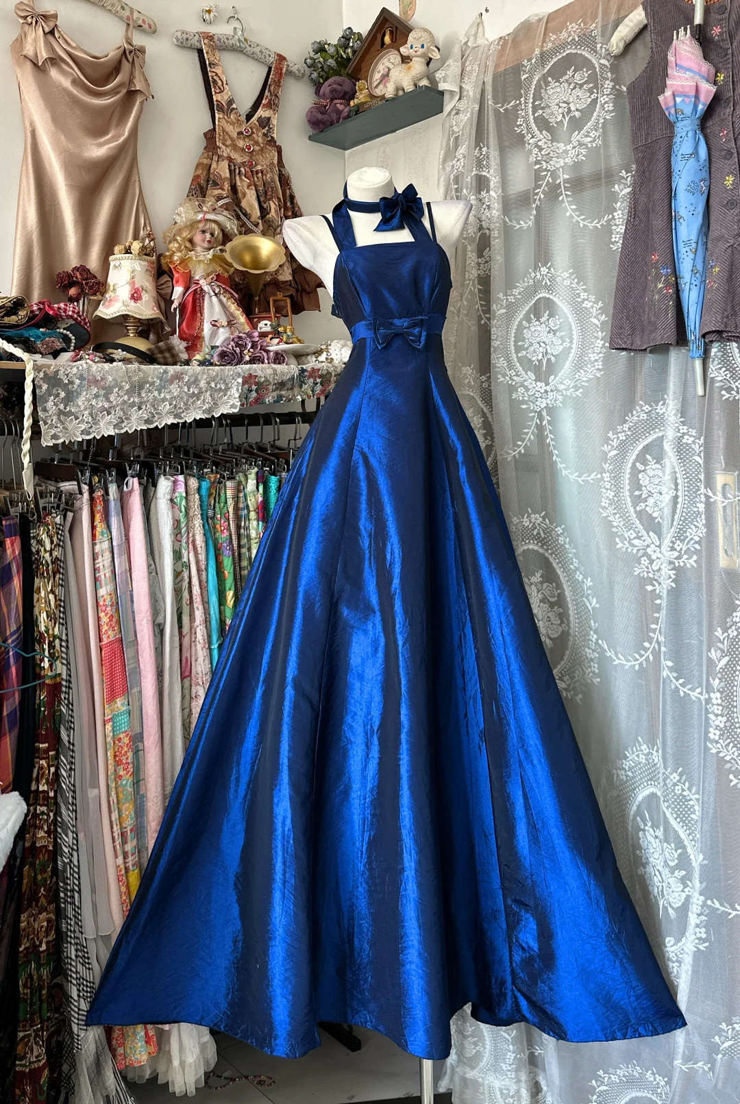 Halter Royal Blue A Line Prom Dress Formal Evening Dress  P350