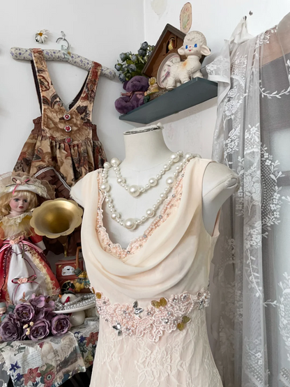 Mermaid Lace Long Prom Dress Vintage Beaded Evening Dress  P351