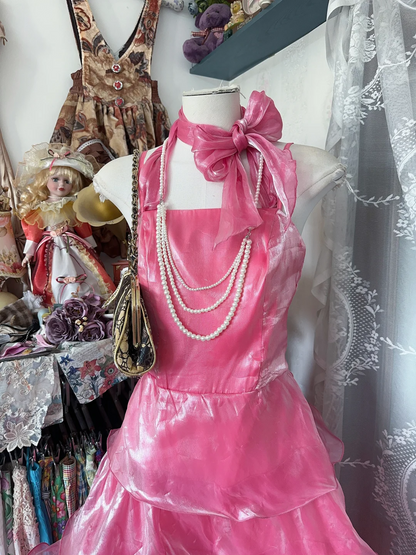 Pink Layered Ruffled Prom Dress A Line Formal Dress Birthday Dress  P352