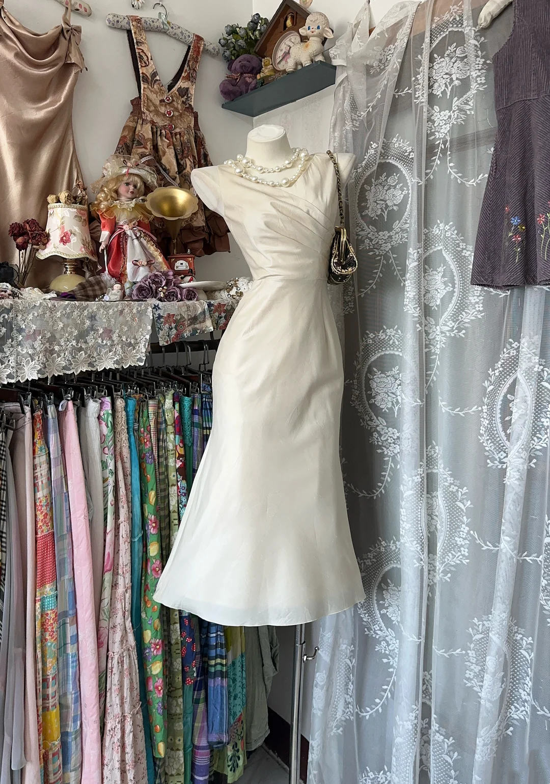 Ivory Sheath Midi Dress Satin Formal Party Dress  P353