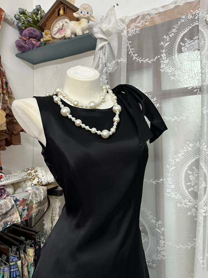 Black Mermaid Prom Dress Satin Elegant Evening Dress  P354