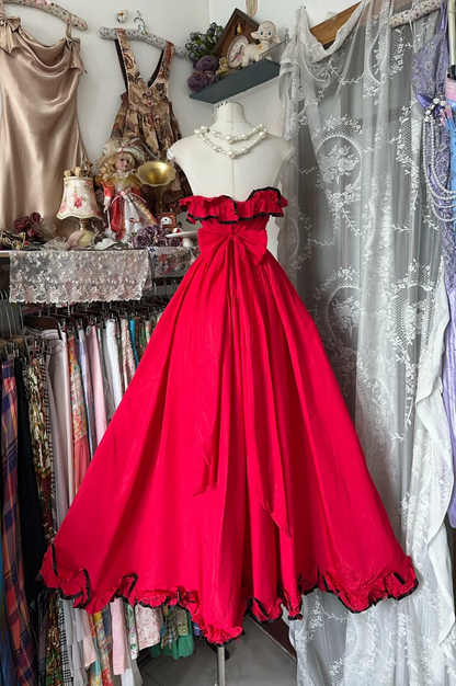 Sweetheart Red A Line Prom Dress With Bow Sweet Birthday Dress P356