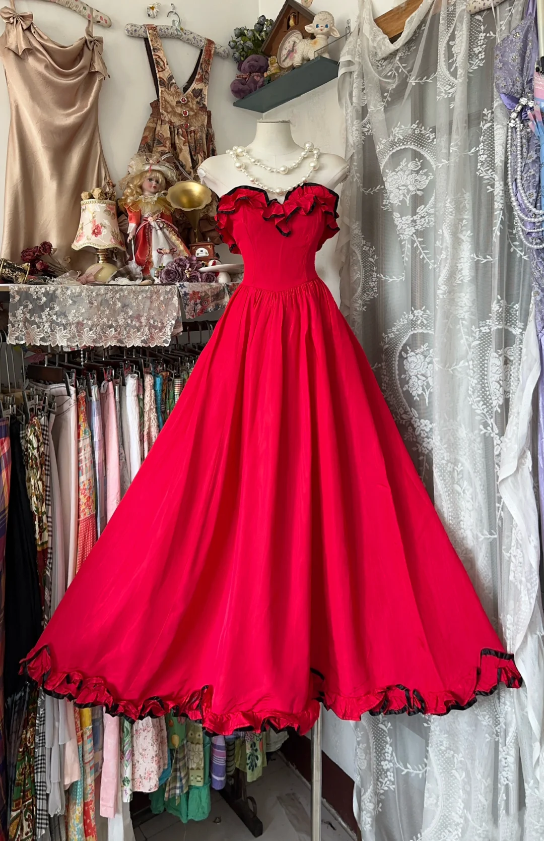 Sweetheart Red A Line Prom Dress With Bow Sweet Birthday Dress P356