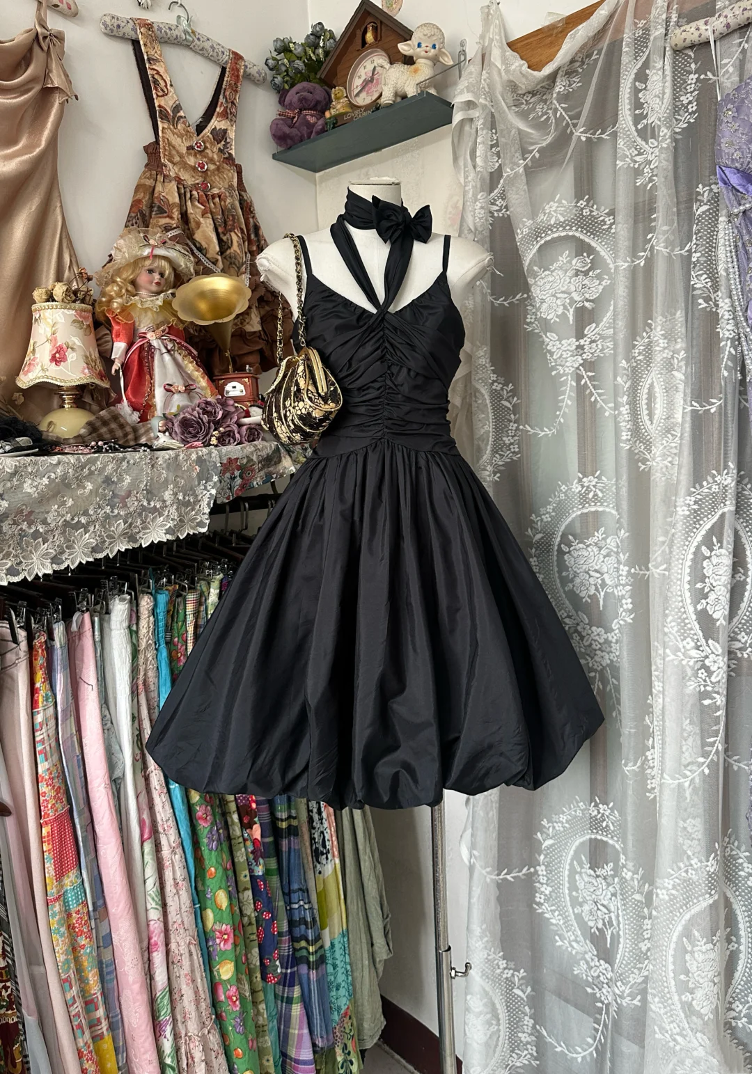A Line Little Black Dress Short Party Dress With Bow P359