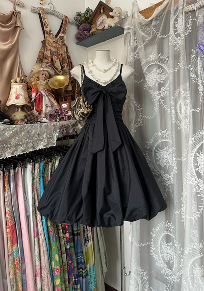 A Line Little Black Dress Short Party Dress With Bow P359
