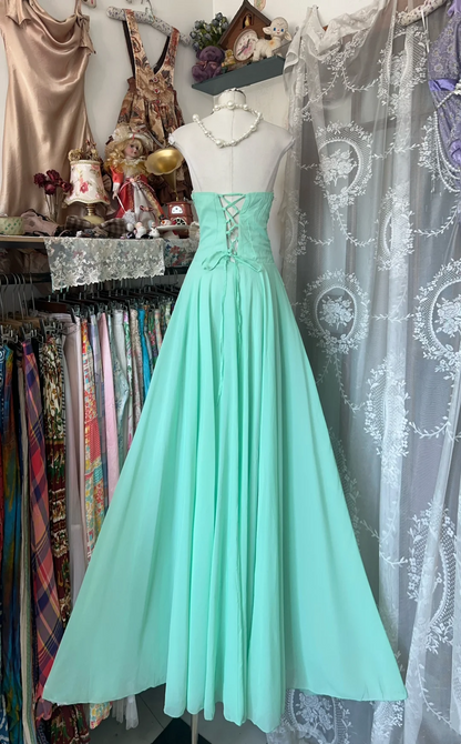 Mint Green A Line Prom Dress Chiffon Wedding Guest Dress P362