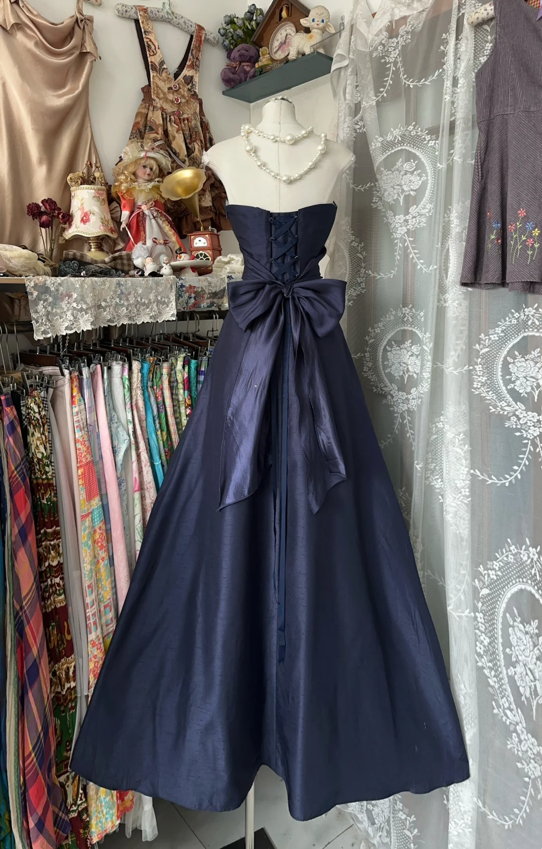 Strapless A Line Prom Dress With Bow Elegant Formal Dress For Teens P363