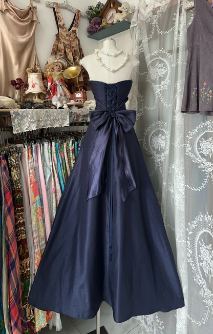 Strapless A Line Prom Dress With Bow Elegant Formal Dress For Teens P363